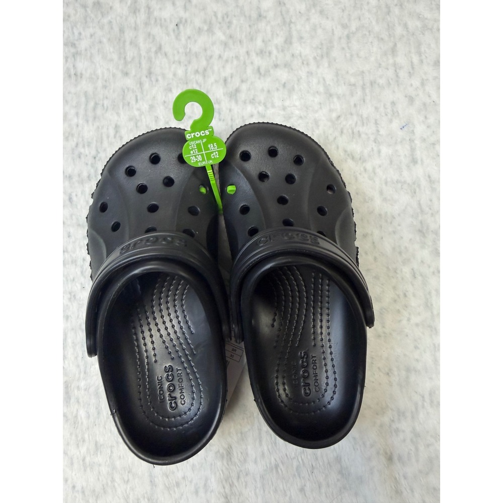 Crocs Baya Clog K Kids Black Slip On Water Friendly Sandals 207013-001 Size C12